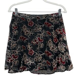 American Eagle Size S Velvet Burnout Straight Mini Skirt Dark Fairy Grunge Black